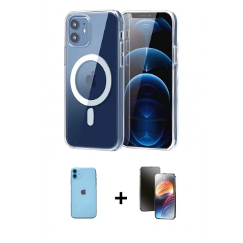 MARSİLYAN™- iPhone 11 Kılıf Ahenk Minimal Serisi - Siyah 3D Antistatik Mat Seramik Nano Ekran Koruyucu + Neon Fosforlu Kamera Lens - MI