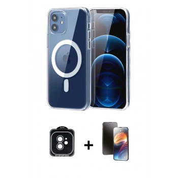 MARSİLYAN™- iPhone 11 Kılıf Ahenk Minimal Serisi - Siyah 3D Antistatik Mat Seramik Nano Ekran Koruyucu + PVD Metal Kamera Lens - SH