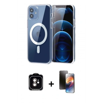 MARSİLYAN™- iPhone 11 Kılıf Ahenk Minimal Serisi - Siyah 3D Antistatik Mat Seramik Nano Ekran Koruyucu + PVD Metal Kamera Lens - TU