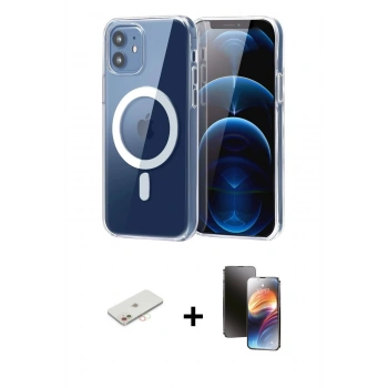 MARSİLYAN™- iPhone 11 Kılıf Ahenk Minimal Serisi - Siyah 3D Antistatik Mat Seramik Nano Ekran Koruyucu + Renkli Kamera Lens Koruma Cam - YL