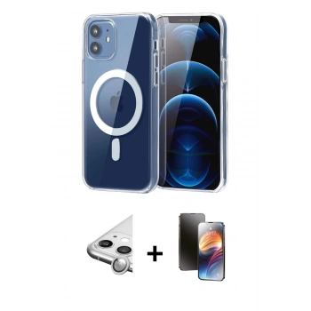 MARSİLYAN™- iPhone 11 Kılıf Ahenk Minimal Serisi - Siyah 3D Antistatik Mat Seramik Nano Ekran Koruyucu + Raze Metal Kamera Lens - GS