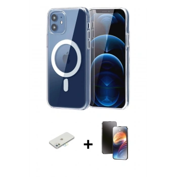 MARSİLYAN™- iPhone 11 Kılıf Ahenk Minimal Serisi - Siyah 3D Antistatik Mat Seramik Nano Ekran Koruyucu + Renkli Kamera Lens Koruma Cam - SI