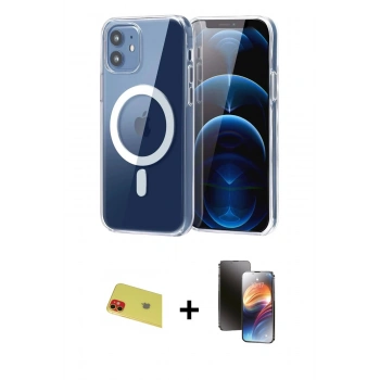 MARSİLYAN™- iPhone 11 Kılıf Ahenk Minimal Serisi - Siyah 3D Antistatik Mat Seramik Nano Ekran Koruyucu + Rainbow Kamera Lens Koruma Cam - KI