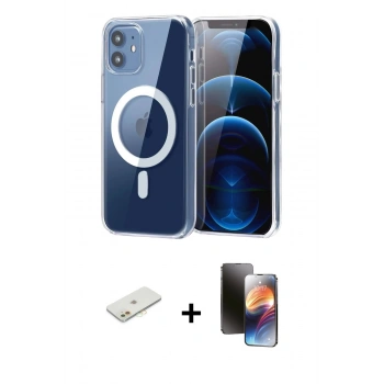MARSİLYAN™- iPhone 11 Kılıf Ahenk Minimal Serisi - Siyah 3D Antistatik Mat Seramik Nano Ekran Koruyucu + Renkli Kamera Lens Koruma Cam - TU