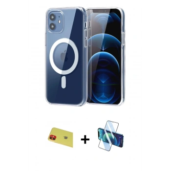 MARSİLYAN™- iPhone 11 Kılıf Ahenk Minimal Serisi - Siyah 3D Antistatik Seramik Nano Ekran Koruyucu + Rainbow Kamera Lens Koruma Cam - KI