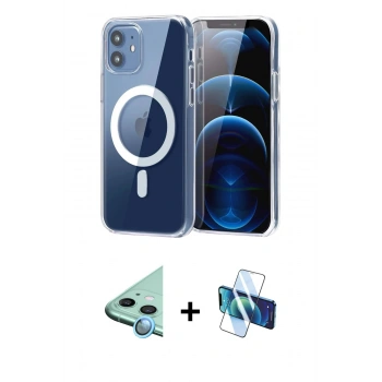 MARSİLYAN™- iPhone 11 Kılıf Ahenk Minimal Serisi - Siyah 3D Antistatik Seramik Nano Ekran Koruyucu + Raze Metal Kamera Lens - MI