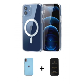 MARSİLYAN™- iPhone 11 Kılıf Ahenk Minimal Serisi - Siyah 6D Antistatik Mat Seramik Hayalet Nano Ekran Koruyucu + Neon Fosforlu Kamera Lens - TU