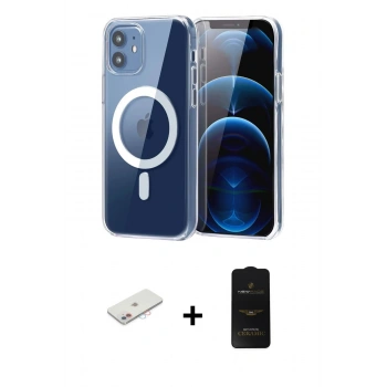 MARSİLYAN™- iPhone 11 Kılıf Ahenk Minimal Serisi - Siyah 6D Antistatik Mat Seramik Hayalet Nano Ekran Koruyucu + Renkli Kamera Lens Koruma Cam - PE