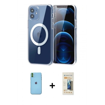 MARSİLYAN™- iPhone 11 Kılıf Ahenk Minimal Serisi - Siyah 6D Mat Seramik Hayalet Nano Ekran Koruyucu + Neon Fosforlu Kamera Lens - YL