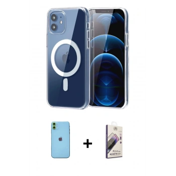 MARSİLYAN™- iPhone 11 Kılıf Ahenk Minimal Serisi - Siyah Bilvis 3D Mat Cam Ekran Koruyucu + Neon Fosforlu Kamera Lens - YL