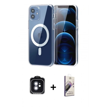MARSİLYAN™- iPhone 11 Kılıf Ahenk Minimal Serisi - Siyah Bilvis 3D Mat Cam Ekran Koruyucu + PVD Metal Kamera Lens - MI