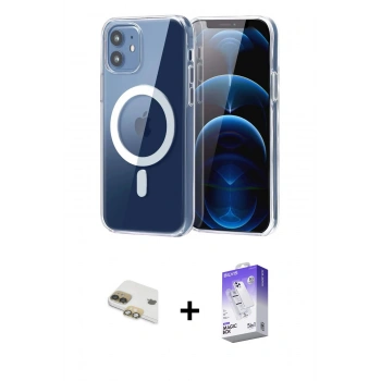 MARSİLYAN™- iPhone 11 Kılıf Ahenk Minimal Serisi - Siyah Bilvis 5in1 3D Magic Cam Ekran Koruyucu + Pers Alüminyum Kamera Lens - GD