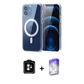 MARSİLYAN™- iPhone 11 Kılıf Ahenk Minimal Serisi - Siyah Bilvis 5in1 3D Magic Cam Ekran Koruyucu + PVD Metal Kamera Lens - TU
