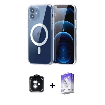 MARSİLYAN™- iPhone 11 Kılıf Ahenk Minimal Serisi - Siyah Bilvis 5in1 3D Magic Cam Ekran Koruyucu + PVD Metal Kamera Lens - MI