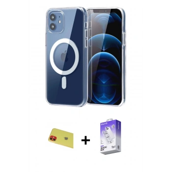 MARSİLYAN™- iPhone 11 Kılıf Ahenk Minimal Serisi - Siyah Bilvis 5in1 3D Magic Cam Ekran Koruyucu + Rainbow Kamera Lens Koruma Cam - KI