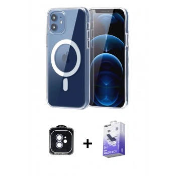 MARSİLYAN™- iPhone 11 Kılıf Ahenk Minimal Serisi - Siyah Bilvis 5in1 5D Magic Hayalet Cam Ekran Koruyucu + PVD Metal Kamera Lens - MI
