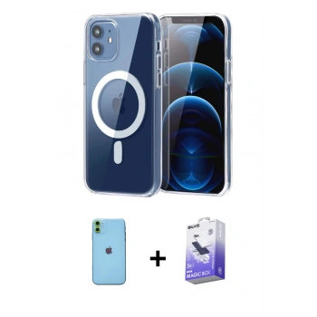 MARSİLYAN™- iPhone 11 Kılıf Ahenk Minimal Serisi - Siyah Bilvis 5in1 5D Magic Hayalet Cam Ekran Koruyucu + Neon Fosforlu Kamera Lens - YL