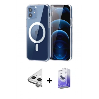 MARSİLYAN™- iPhone 11 Kılıf Ahenk Minimal Serisi - Siyah Bilvis 5in1 5D Magic Hayalet Cam Ekran Koruyucu + Raze Metal Kamera Lens - GS