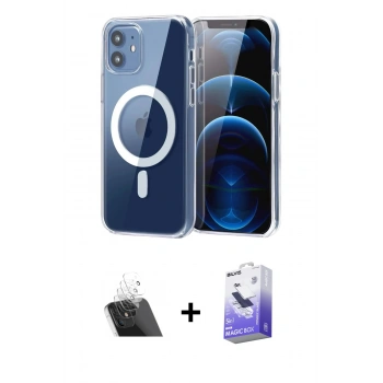 MARSİLYAN™- iPhone 11 Kılıf Ahenk Minimal Serisi - Siyah Bilvis 5in1 5D Magic Hayalet Cam Ekran Koruyucu + Kamera Lens Koruma Cam - SF