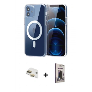 MARSİLYAN™- iPhone 11 Kılıf Ahenk Minimal Serisi - Siyah Bilvis Hayalet Cam Ekran Koruyucu + Pers Alüminyum Kamera Lens - GD