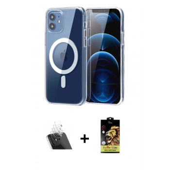 MARSİLYAN™- iPhone 11 Kılıf Ahenk Minimal Serisi - Siyah Buffer Cam Ekran Koruyucu + Kamera Lens Koruma Cam - SF