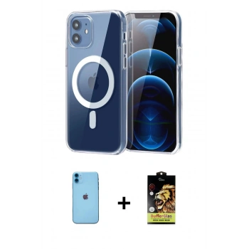 MARSİLYAN™- iPhone 11 Kılıf Ahenk Minimal Serisi - Siyah Buffer Cam Ekran Koruyucu + Neon Fosforlu Kamera Lens - MI