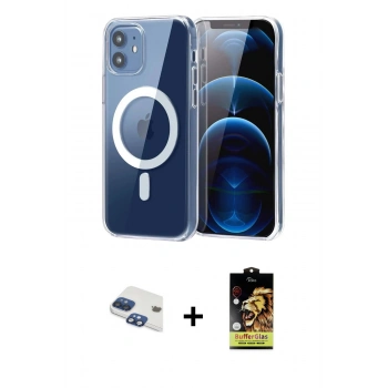 MARSİLYAN™- iPhone 11 Kılıf Ahenk Minimal Serisi - Siyah Buffer Cam Ekran Koruyucu + Pers Alüminyum Kamera Lens - LT