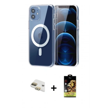 MARSİLYAN™- iPhone 11 Kılıf Ahenk Minimal Serisi - Siyah Buffer Cam Ekran Koruyucu + Pers Alüminyum Kamera Lens - GD