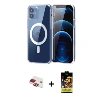 MARSİLYAN™- iPhone 11 Kılıf Ahenk Minimal Serisi - Siyah Buffer Cam Ekran Koruyucu + Pers Alüminyum Kamera Lens - KI