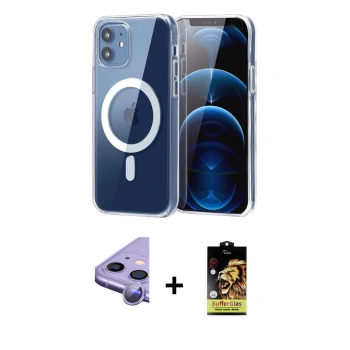 MARSİLYAN™- iPhone 11 Kılıf Ahenk Minimal Serisi - Siyah Buffer Cam Ekran Koruyucu + Raze Metal Kamera Lens - MR