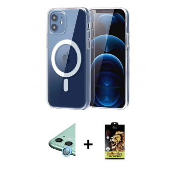 MARSİLYAN™- iPhone 11 Kılıf Ahenk Minimal Serisi - Siyah Buffer Cam Ekran Koruyucu + Raze Metal Kamera Lens - MI