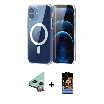 MARSİLYAN™- iPhone 11 Kılıf Ahenk Minimal Serisi - Siyah Buffer Hayalet Cam Ekran Koruyucu + Raze Metal Kamera Lens - KI