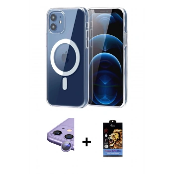 MARSİLYAN™- iPhone 11 Kılıf Ahenk Minimal Serisi - Siyah Buffer Hayalet Cam Ekran Koruyucu + Raze Metal Kamera Lens - MR