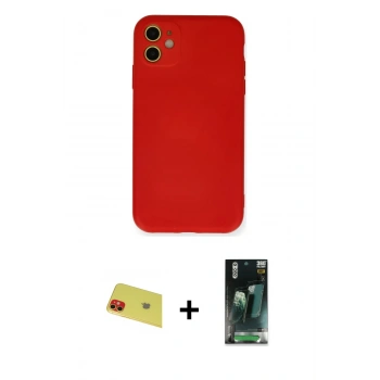 MARSİLYAN™- iPhone 11 Kılıf Ahenk Serisi - Şeffaf 360 Full Body Arka Koruyucu + Rainbow Kamera Lens Koruma Cam - KI