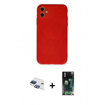 MARSİLYAN™- iPhone 11 Kılıf Ahenk Serisi - Şeffaf 360 Full Body Arka Koruyucu + Pers Alüminyum Kamera Lens - LT