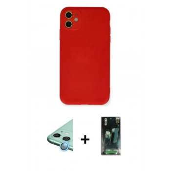 MARSİLYAN™- iPhone 11 Kılıf Ahenk Serisi - Şeffaf 360 Full Body Arka Koruyucu + Raze Metal Kamera Lens - MI