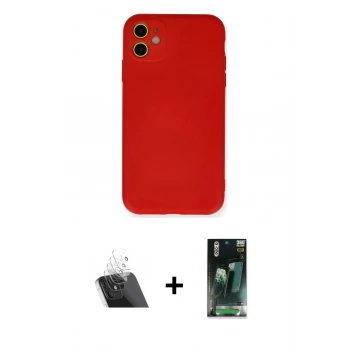 MARSİLYAN™- iPhone 11 Kılıf Ahenk Serisi - Şeffaf 360 Full Body Arka Koruyucu + Kamera Lens Koruma Cam - SF