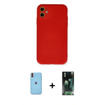 MARSİLYAN™- iPhone 11 Kılıf Ahenk Serisi - Şeffaf 360 Full Body Arka Koruyucu + Neon Fosforlu Kamera Lens - TU