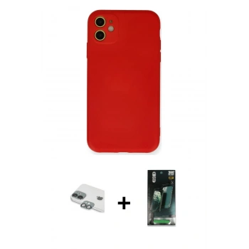 MARSİLYAN™- iPhone 11 Kılıf Ahenk Serisi - Şeffaf 360 Full Body Arka Koruyucu + Pers Alüminyum Kamera Lens - YL