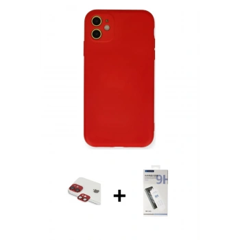 MARSİLYAN™- iPhone 11 Kılıf Ahenk Serisi - Şeffaf Uv Polymer Nano Ekran Koruyucu + Pers Alüminyum Kamera Lens - KI
