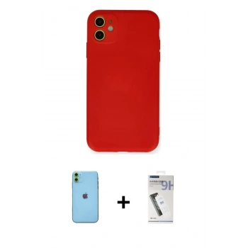 MARSİLYAN™- iPhone 11 Kılıf Ahenk Serisi - Şeffaf Uv Polymer Nano Ekran Koruyucu + Neon Fosforlu Kamera Lens - YL