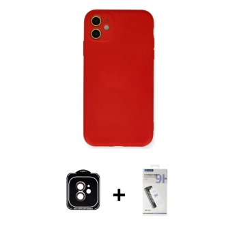 MARSİLYAN™- iPhone 11 Kılıf Ahenk Serisi - Şeffaf Uv Polymer Nano Ekran Koruyucu + PVD Metal Kamera Lens - TU
