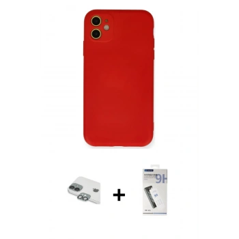 MARSİLYAN™- iPhone 11 Kılıf Ahenk Serisi - Şeffaf Uv Polymer Nano Ekran Koruyucu + Pers Alüminyum Kamera Lens - YL