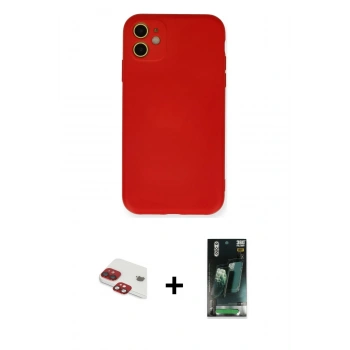 MARSİLYAN™- iPhone 11 Kılıf Ahenk Serisi - Siyah 360 Mat Full Body Arka Koruyucu + Pers Alüminyum Kamera Lens - KI