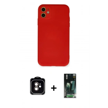MARSİLYAN™- iPhone 11 Kılıf Ahenk Serisi - Siyah 360 Mat Full Body Arka Koruyucu + PVD Metal Kamera Lens - TU