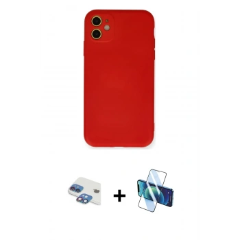MARSİLYAN™- iPhone 11 Kılıf Ahenk Serisi - Siyah 3D Antistatik Seramik Nano Ekran Koruyucu + Pers Alüminyum Kamera Lens - GI