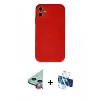 MARSİLYAN™- iPhone 11 Kılıf Ahenk Serisi - Siyah 3D Antistatik Seramik Nano Ekran Koruyucu + Raze Metal Kamera Lens - KI