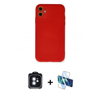 MARSİLYAN™- iPhone 11 Kılıf Ahenk Serisi - Siyah 3D Antistatik Seramik Nano Ekran Koruyucu + PVD Metal Kamera Lens - MI