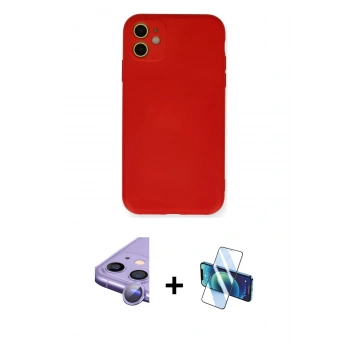 MARSİLYAN™- iPhone 11 Kılıf Ahenk Serisi - Siyah 3D Antistatik Seramik Nano Ekran Koruyucu + Raze Metal Kamera Lens - MR