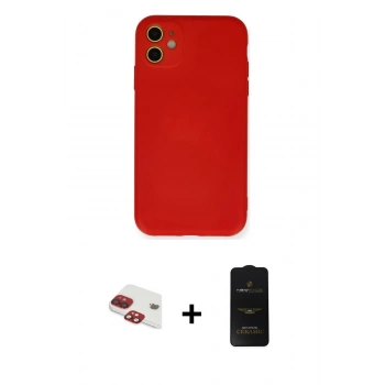 MARSİLYAN™- iPhone 11 Kılıf Ahenk Serisi - Siyah 6D Antistatik Mat Seramik Hayalet Nano Ekran Koruyucu + Pers Alüminyum Kamera Lens - KI